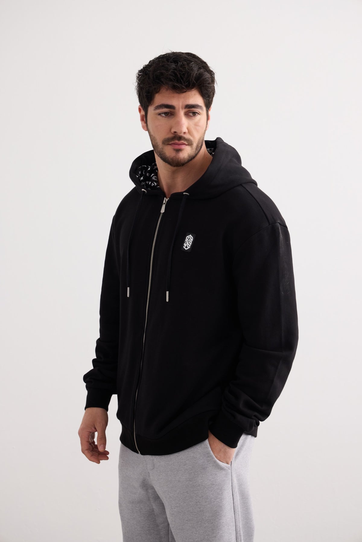 Classic Zip-Up Hoodie - Black