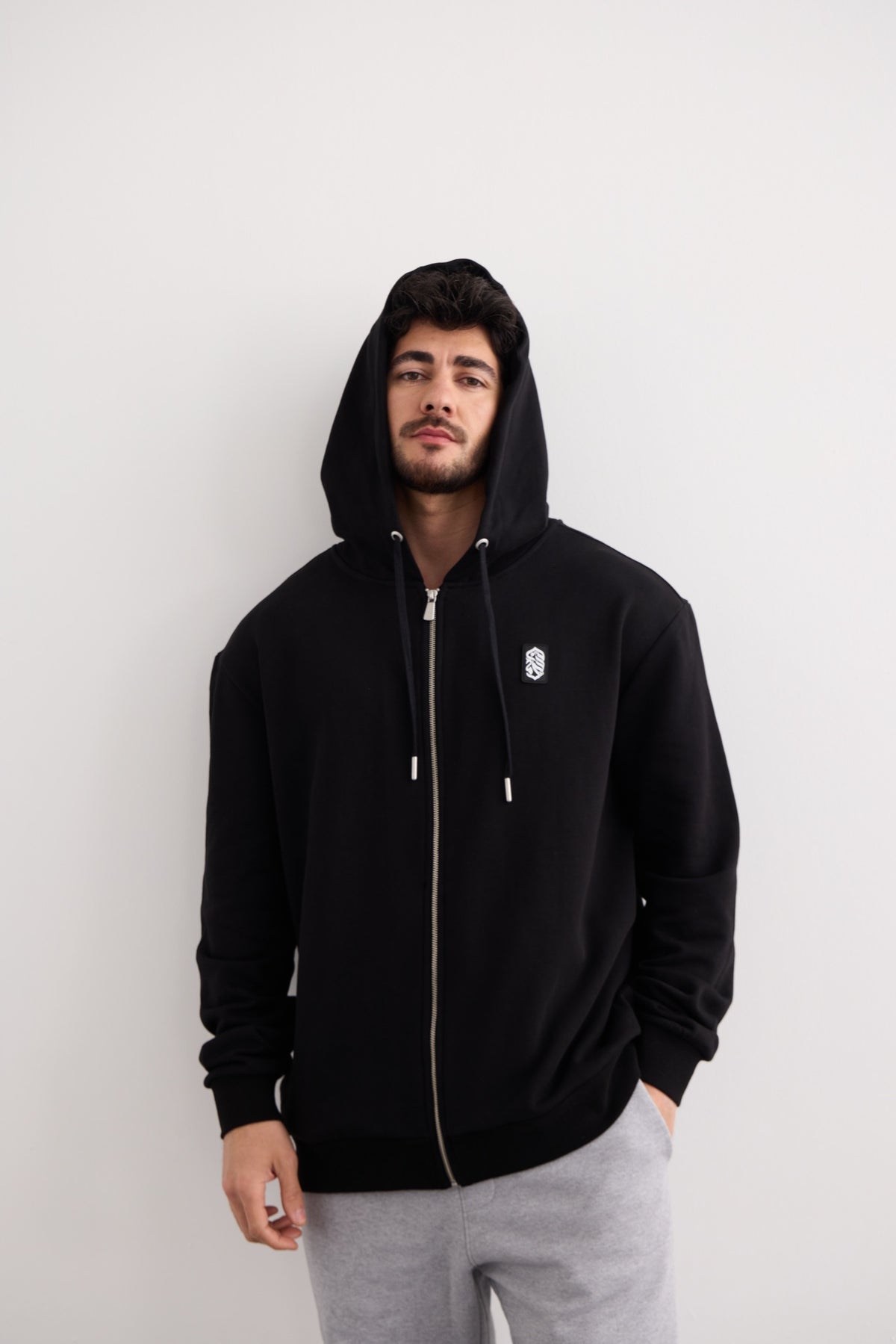 Classic Zip-Up Hoodie - Black