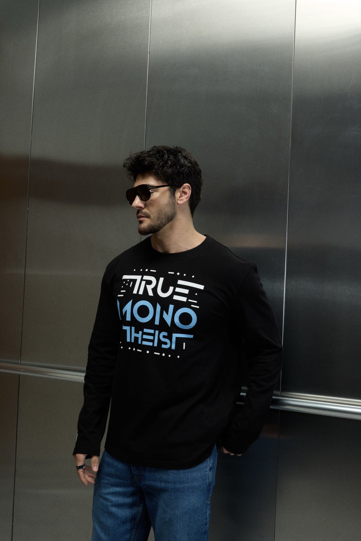 Monotheist Long Sleeve Tee - Black / Blue
