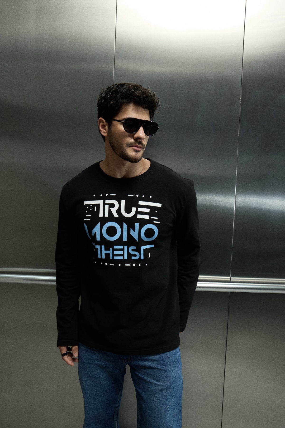 Monotheist Long Sleeve Tee - Black / Blue