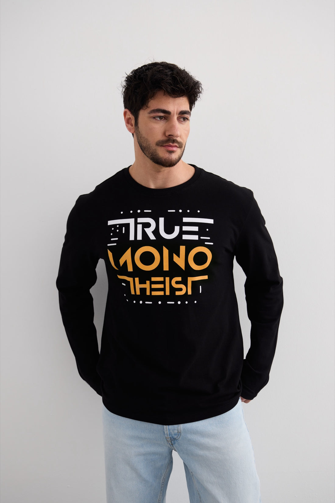 Monotheist Long Sleeve Tee - Black / Orange