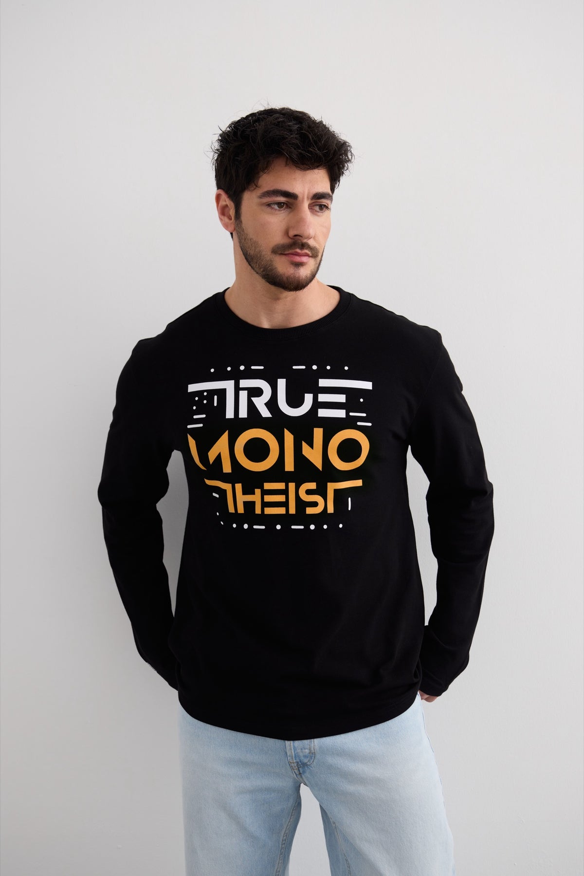 Monotheist Long Sleeve Tee - Black / Orange