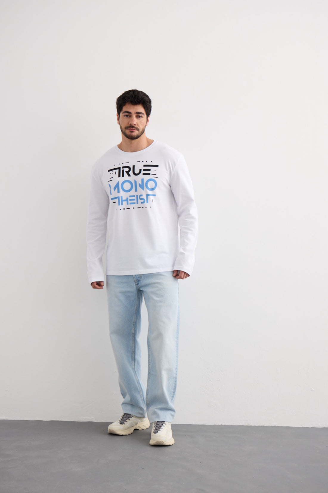 Monotheist Long Sleeve Tee - White / Blue