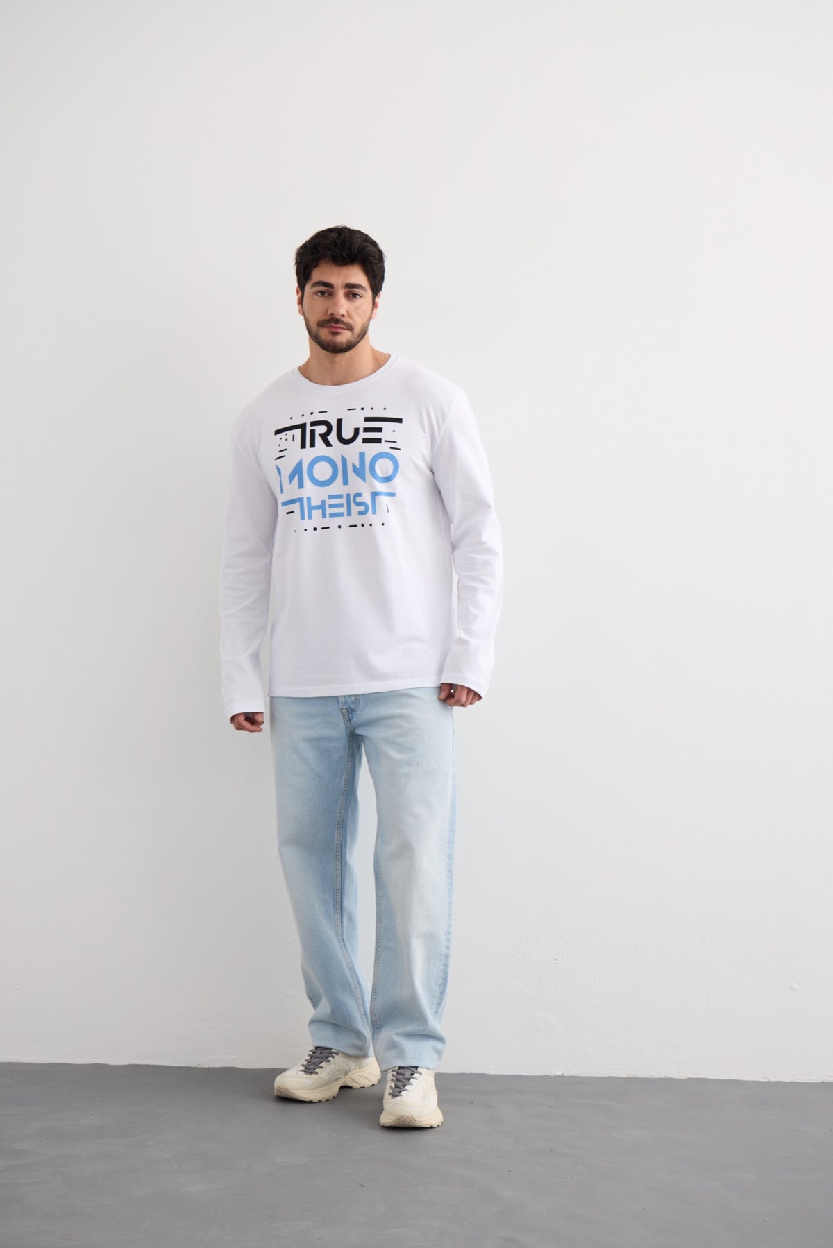 Monotheist Long Sleeve Tee - White / Blue