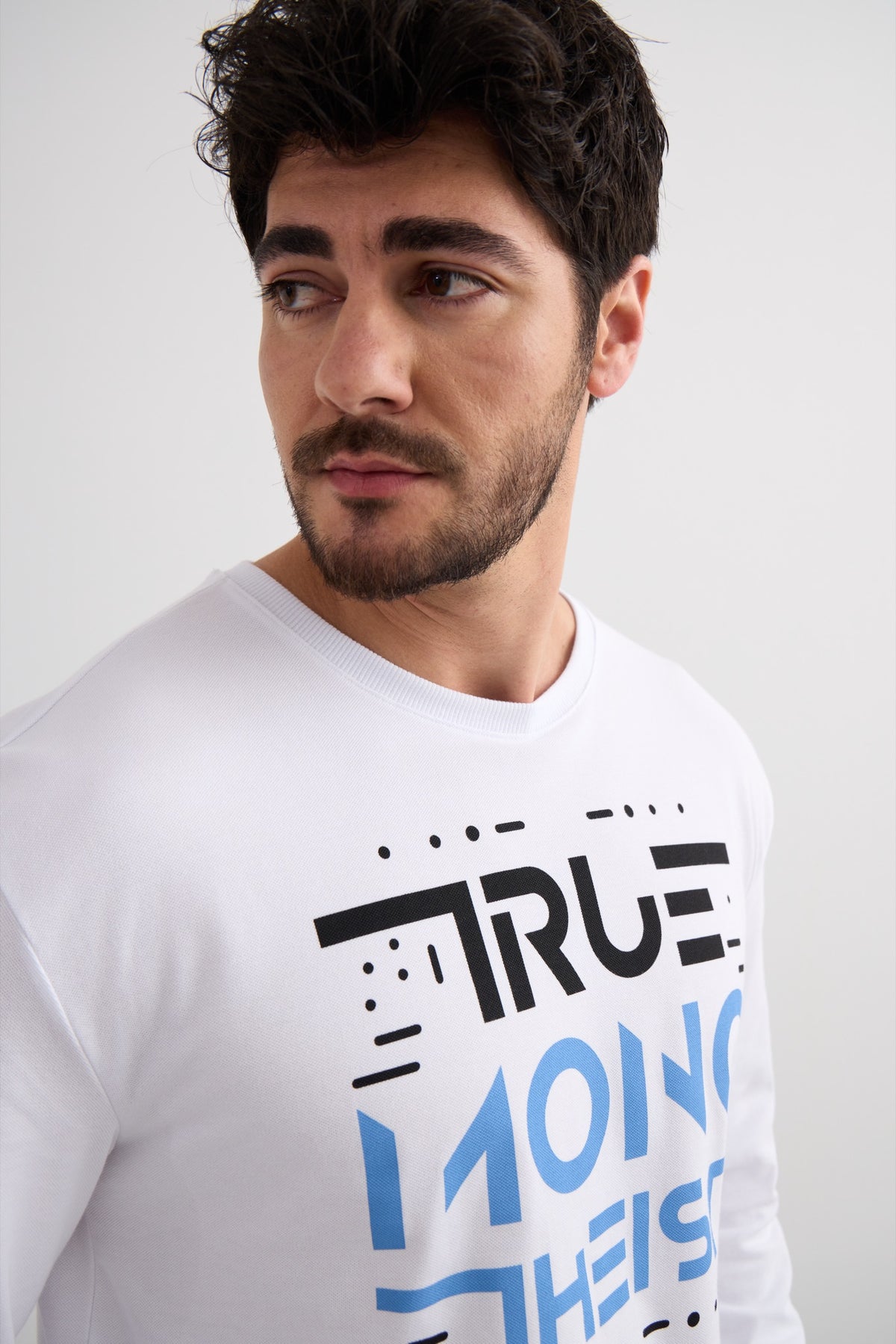 Monotheist Long Sleeve Tee - White / Blue
