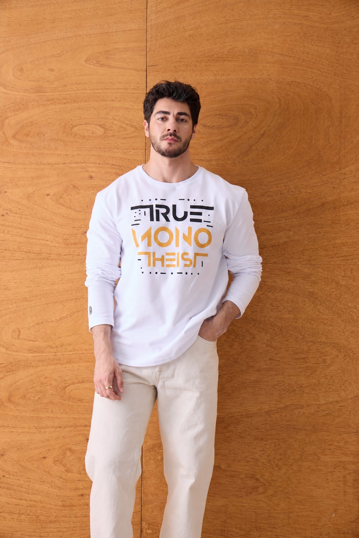 Monotheist Long Sleeve Tee - White / Orange