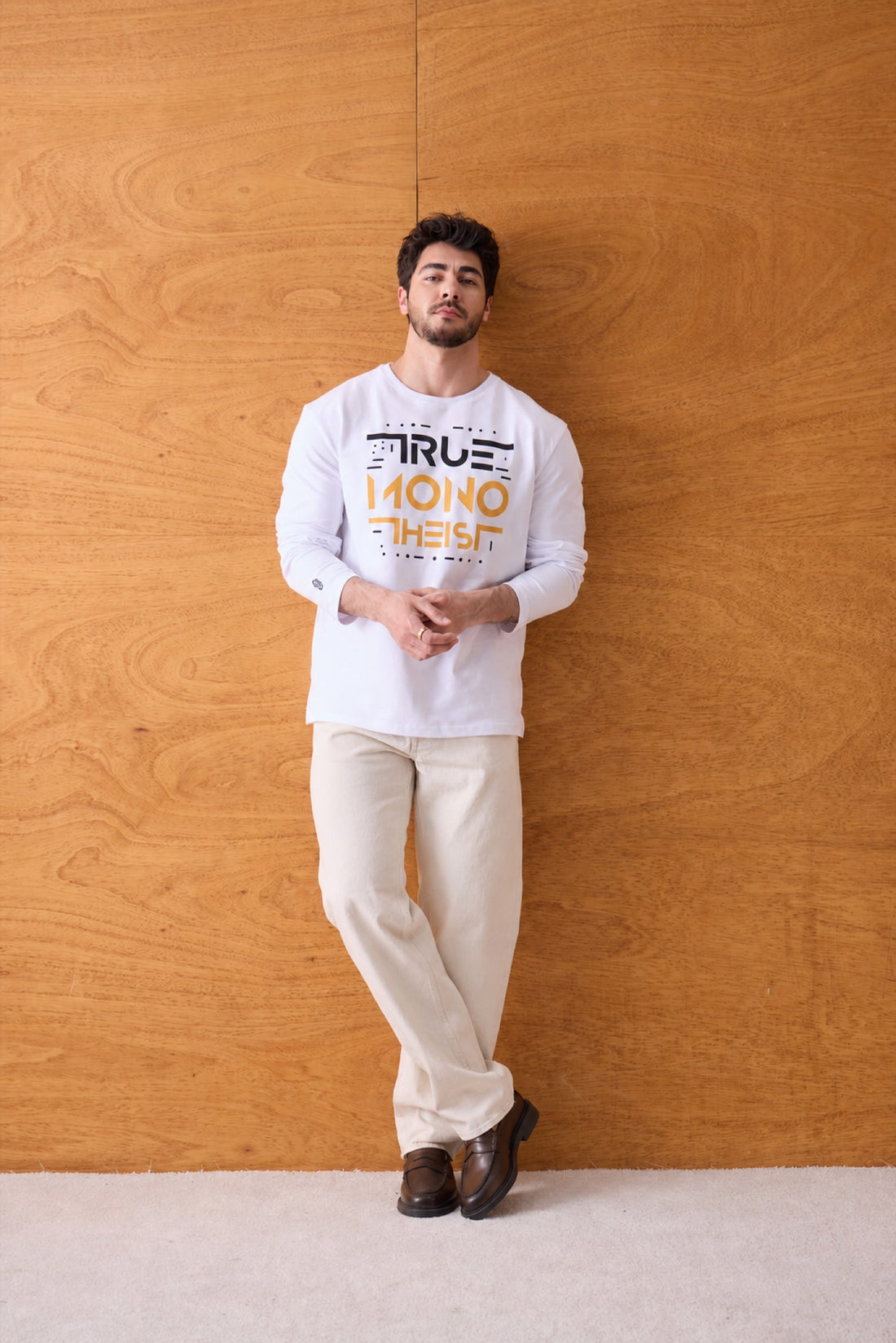 Monotheist Long Sleeve Tee - White / Orange