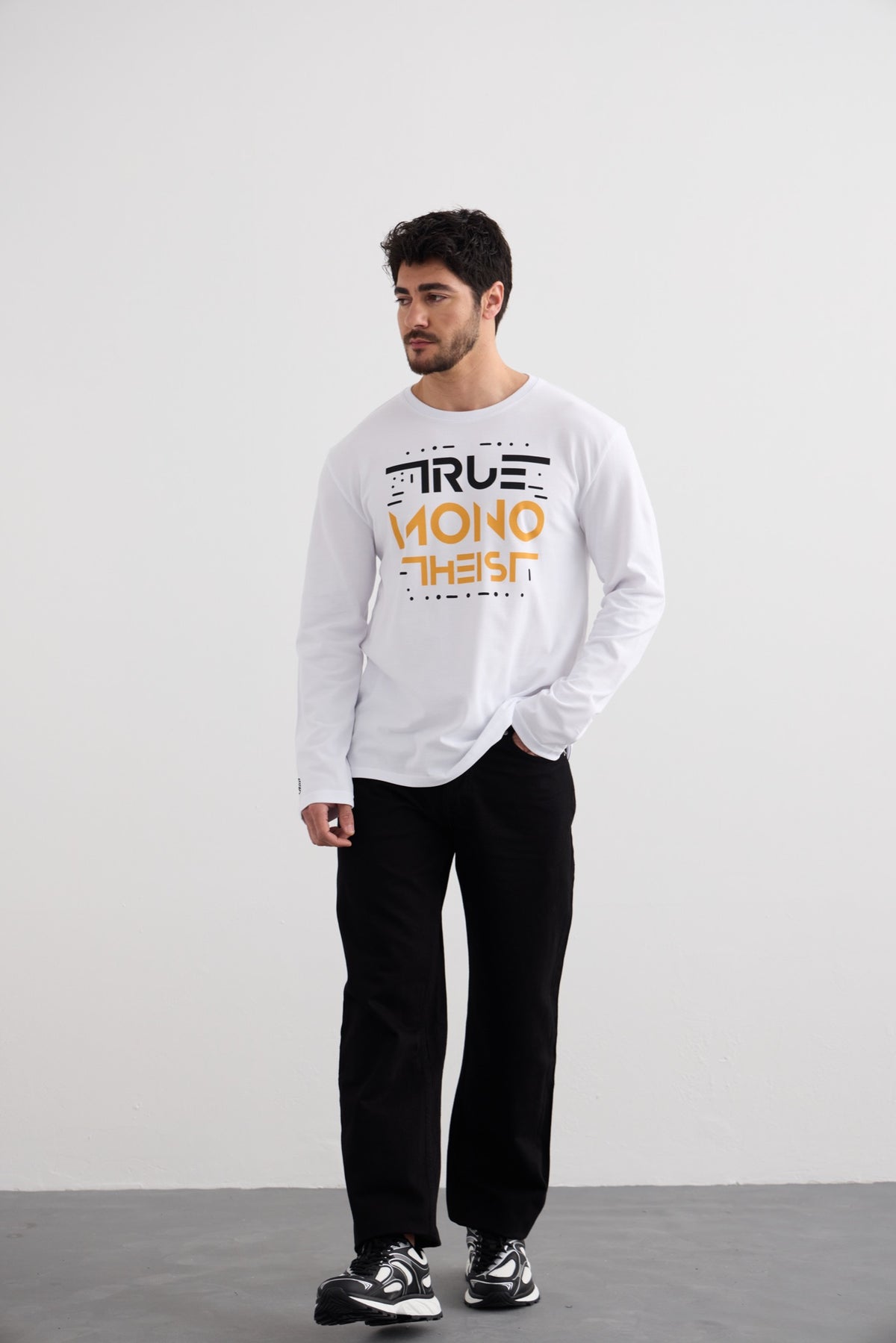 Monotheist Long Sleeve Tee - White / Orange