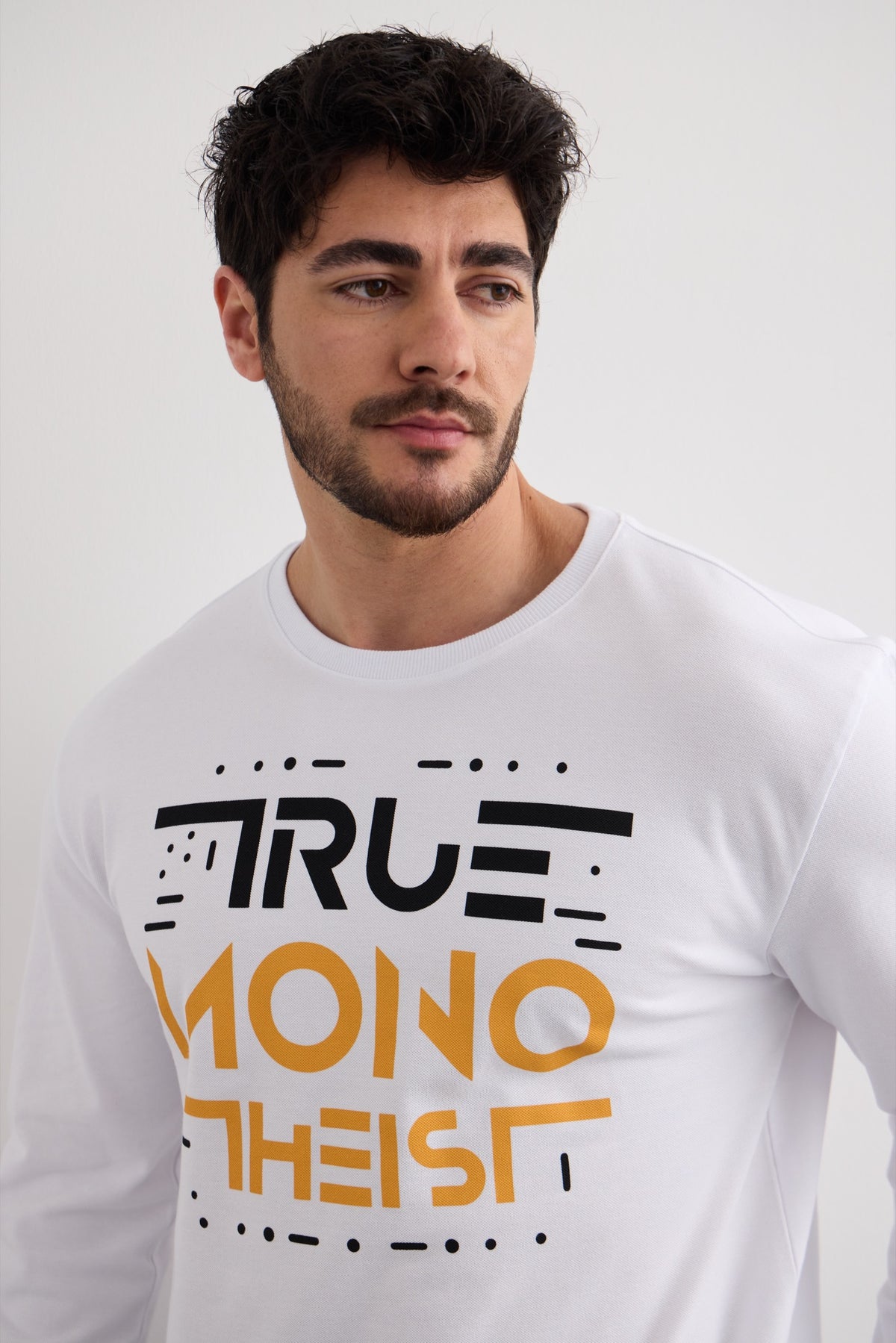 Monotheist Long Sleeve Tee - White / Orange