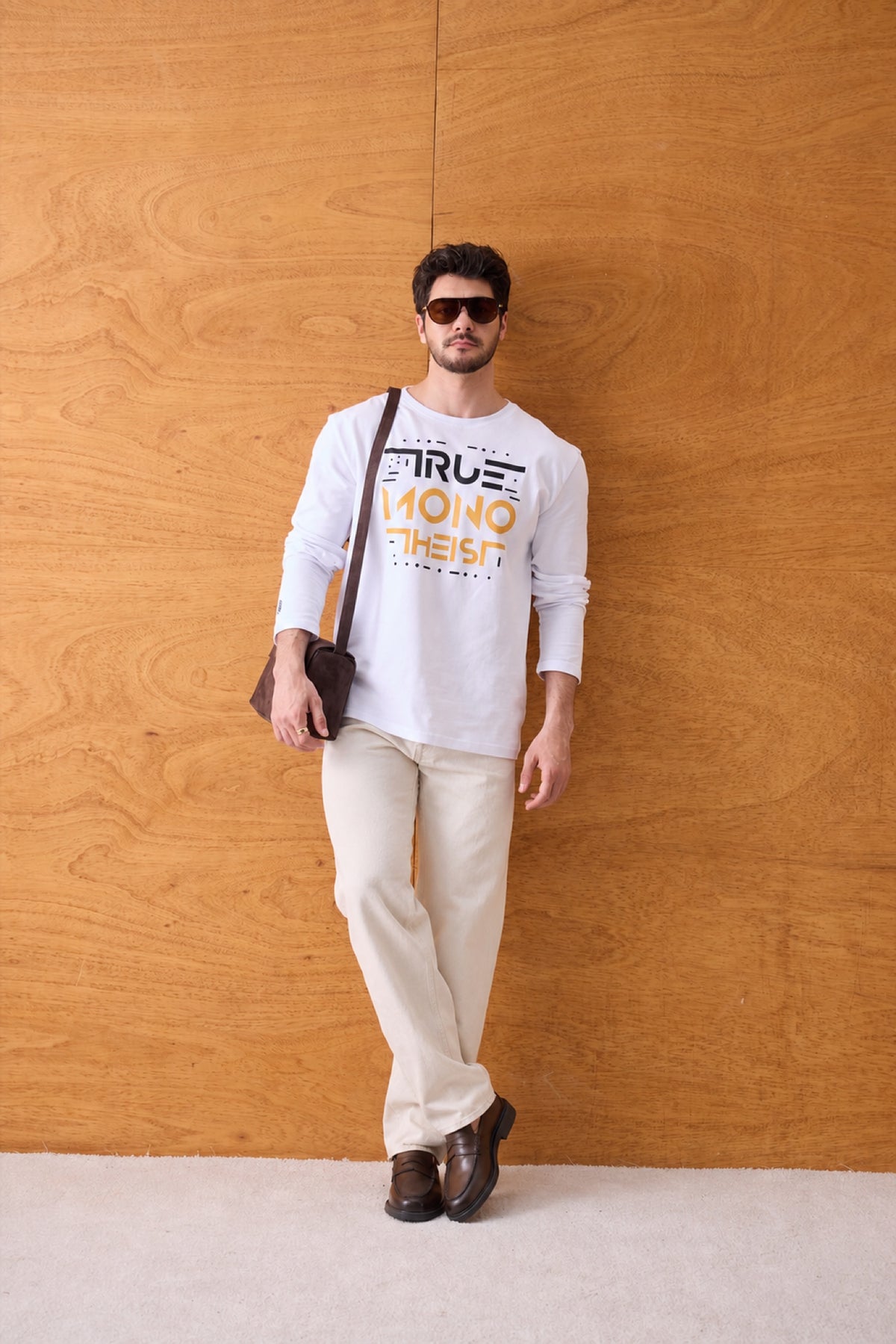 Monotheist Long Sleeve Tee - White / Orange