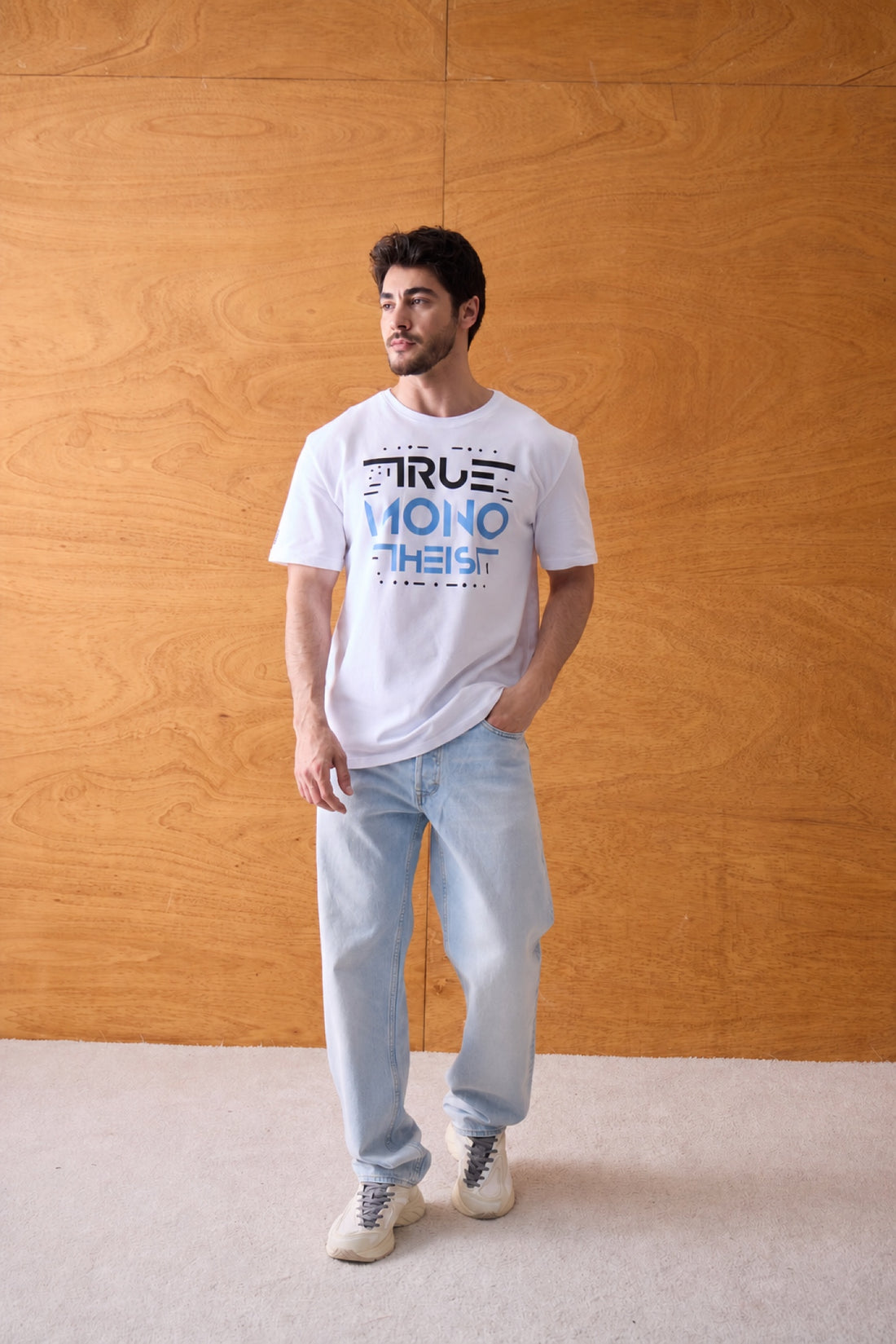 Monotheist Tee - White / Blue