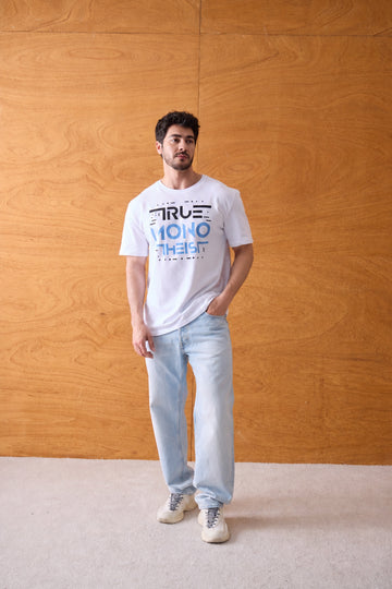 Monotheist Tee - White / Blue