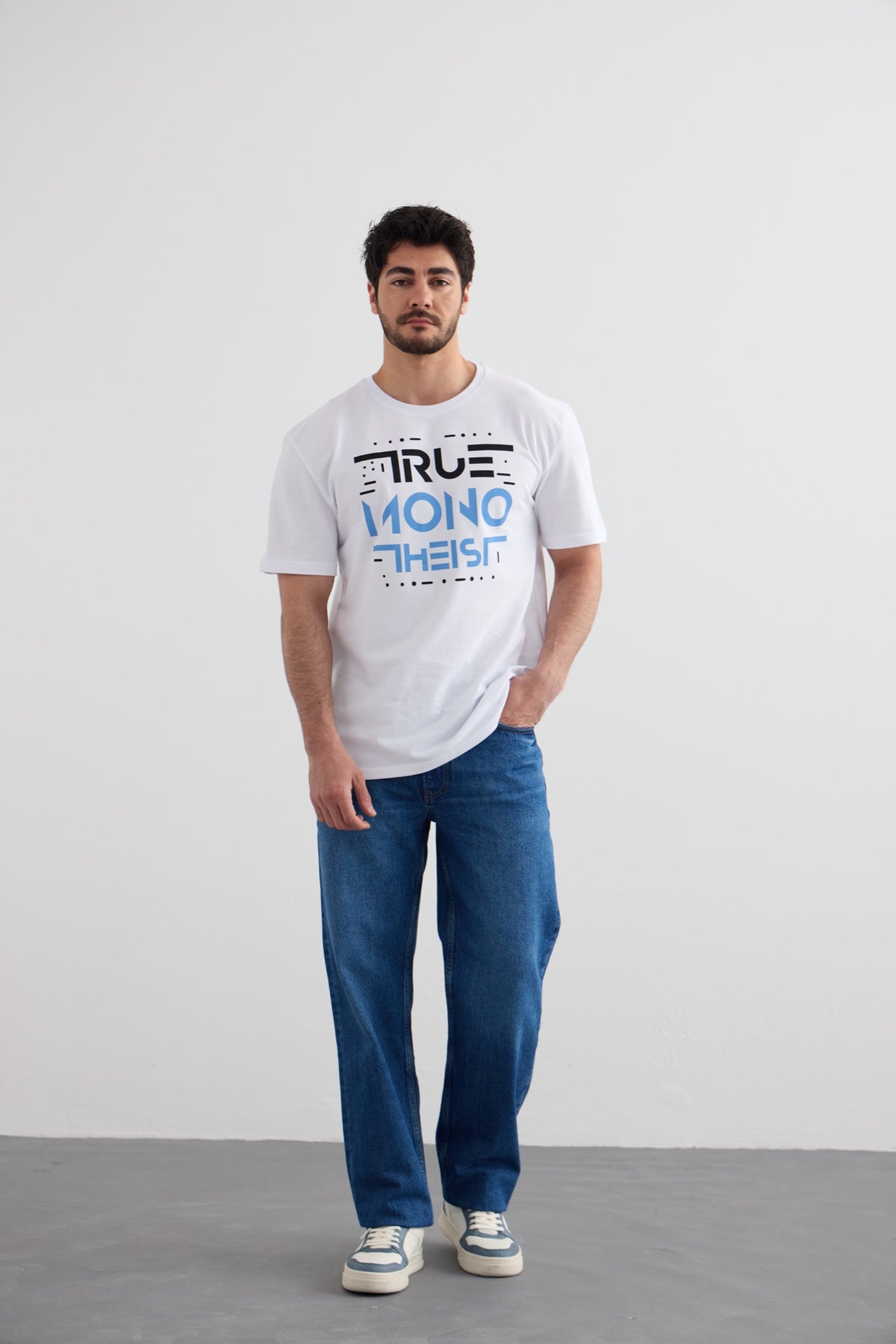 Monotheist Tee - White / Blue