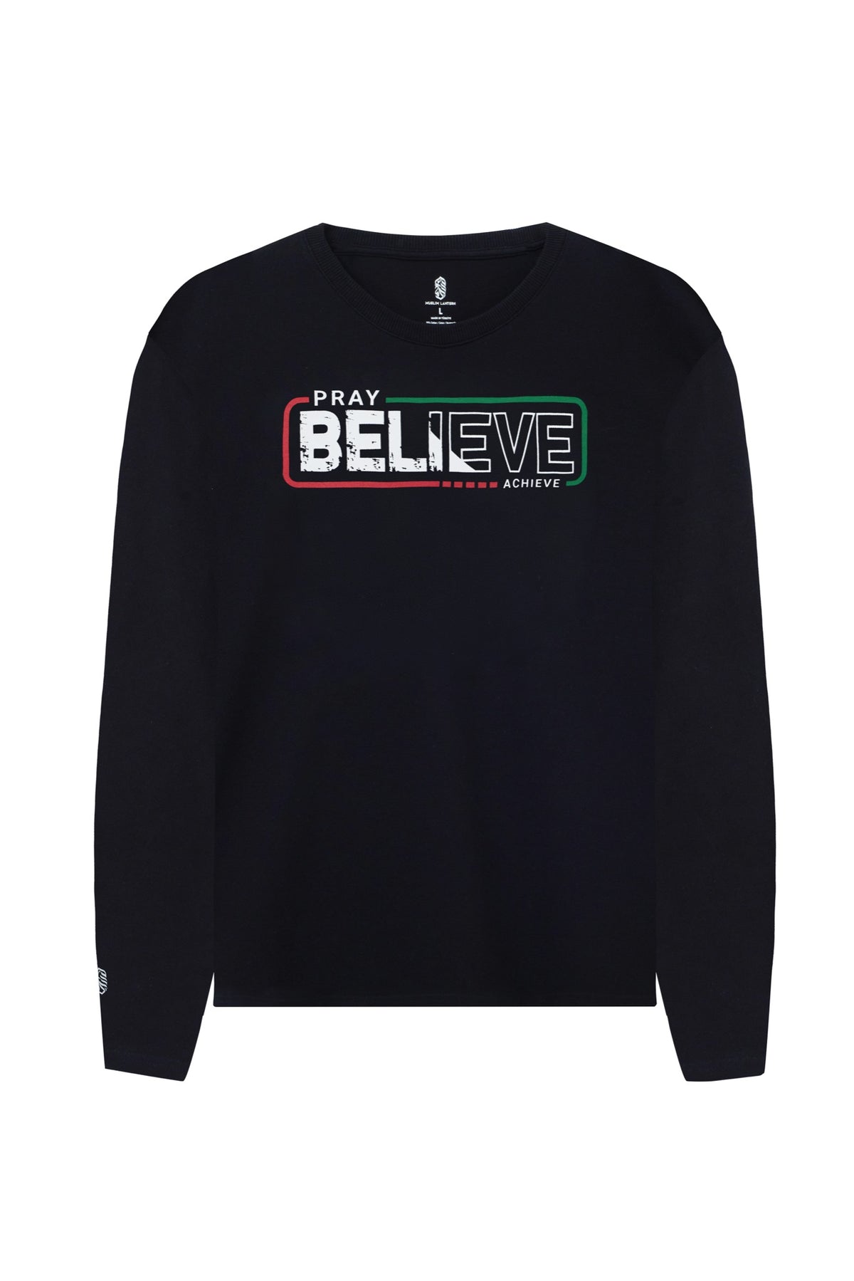 Pray Believe Long Sleeve Tee - Black / Red-Green
