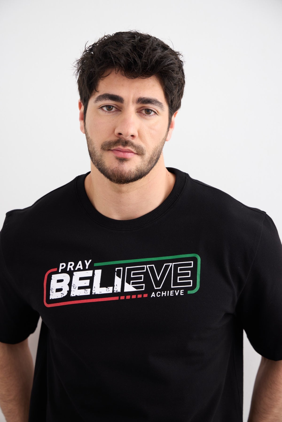 Pray Believe Tee - Black / Red-Green