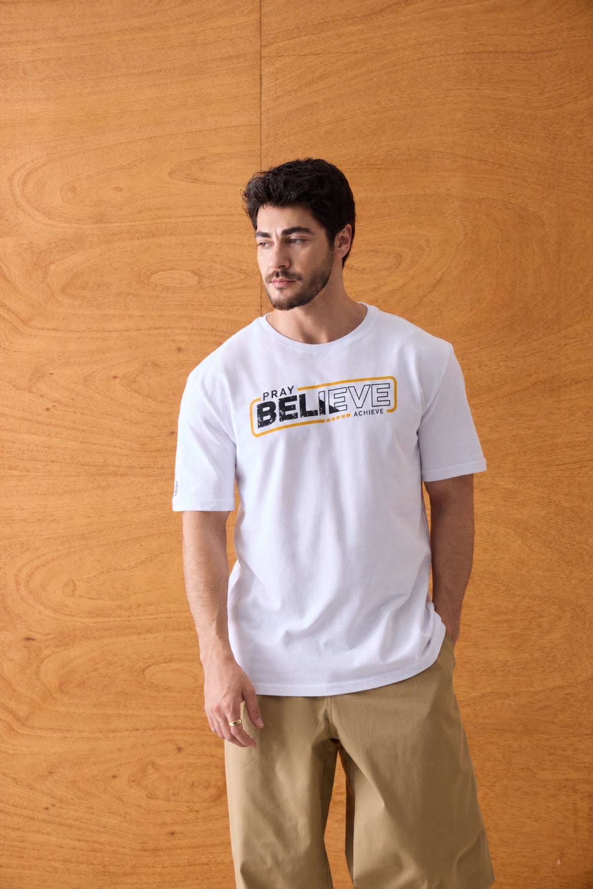 Pray Believe Tee - White / Orange