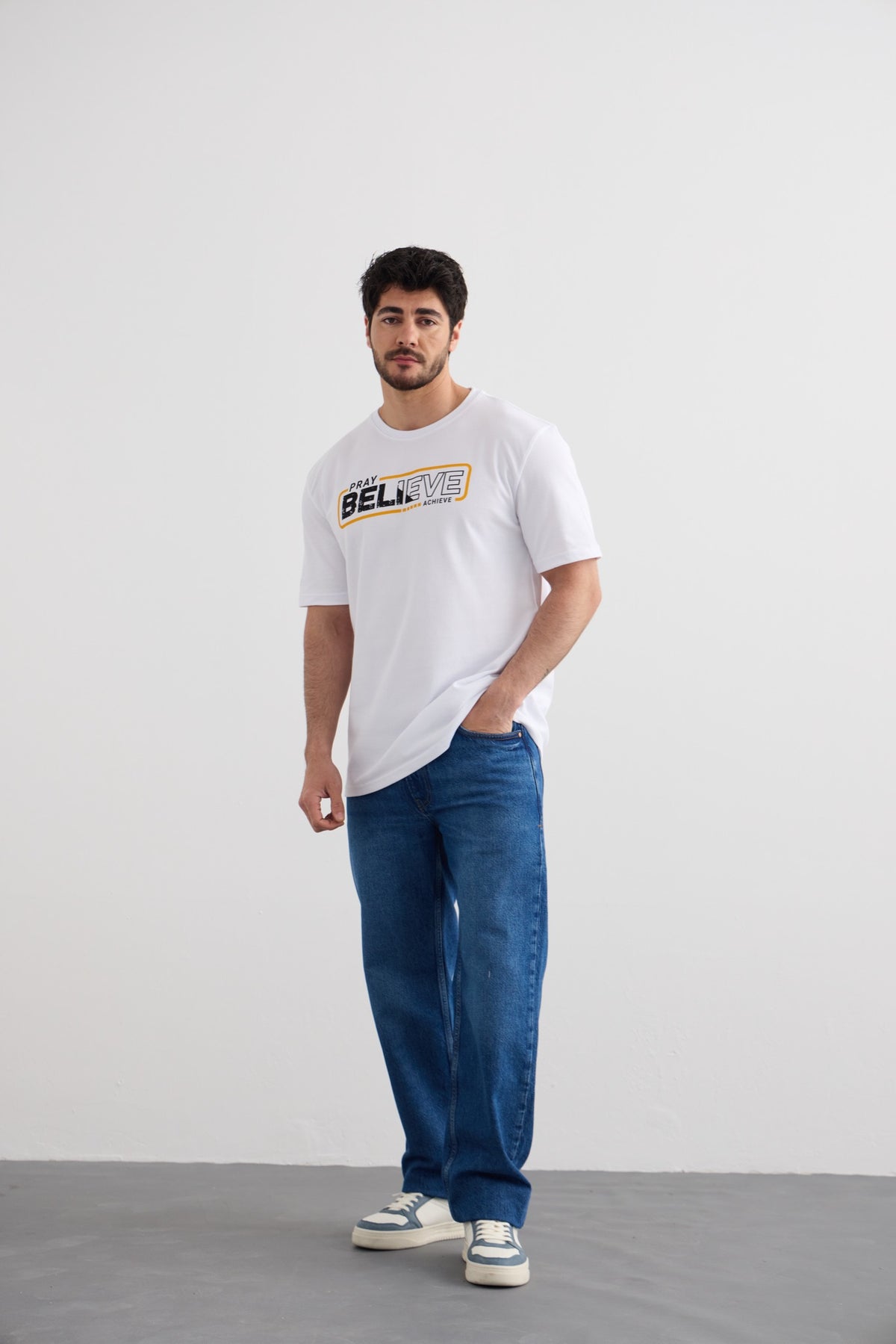 Pray Believe Tee - White / Orange