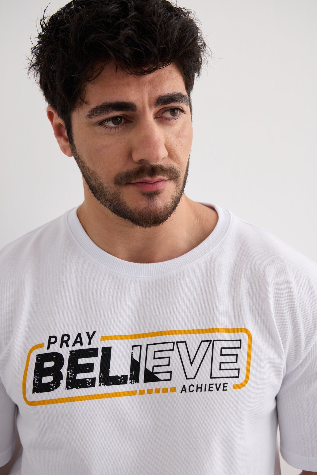 Pray Believe Tee - White / Orange