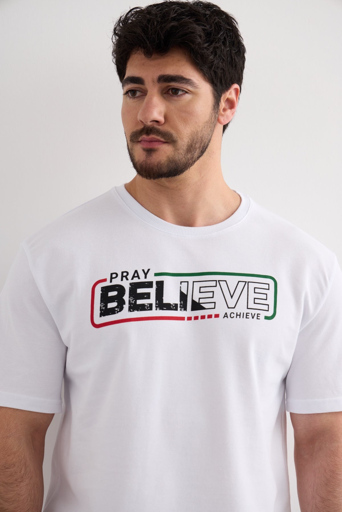 Pray Believe Tee - White / Red-Green